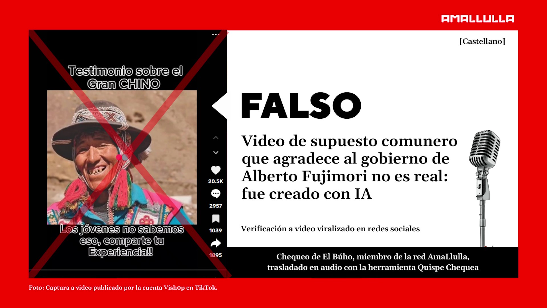 Video de supuesto comunero que agradece al gobierno de Alberto Fujimori no es real: fue creado con IA