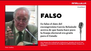 Falso el dato del congresista García Belaúnde acerca de que hasta hace poco la franja electoral era gratis para el Estado