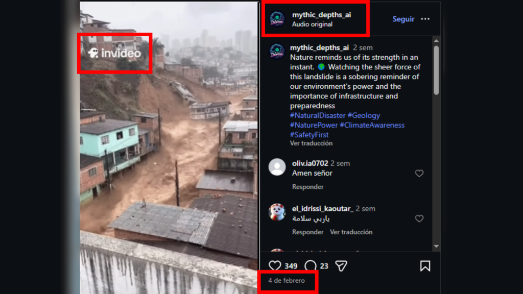 DESINFORMACIÓN. Versión publicada el 2 de febrero de 2026, que posteriormente ha sido replicada en otras cuentas de Instagram.