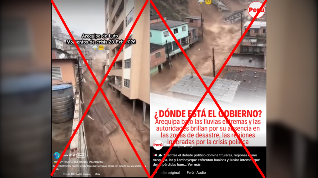 FALSO.Versiones de video viral generado por IA no corresponden al reciente desastre natural en Arequipa.