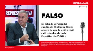 Es falsa la versión del candidato Wolfgang Grozo acerca de que la unión civil está establecida en la Constitución Política