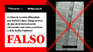 Es falsa la versión difundida por Rafael López Aliaga acerca de que destruyeron actas electorales con votos a su favor y al de Keiko Fujimori