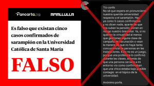 Es falso que existan cinco casos confirmados de sarampión en la Universidad Católica de Santa María