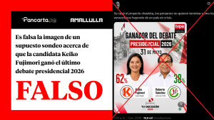 Es falsa la imagen de un supuesto sondeo acerca de que la candidata Keiko Fujimori ganó el último debate presidencial 2026