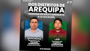 Quicacha, en Caravelí, y Lari, en Caylloma, tendrán un solo postulante a la alcaldía en las Elecciones Regionales y Municipales 2026.